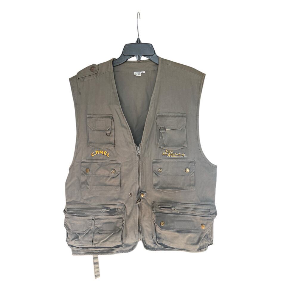 Camel Taste the Adventure Utility Fishing Vest L Multi-Pocket Outdoor VTG RARE